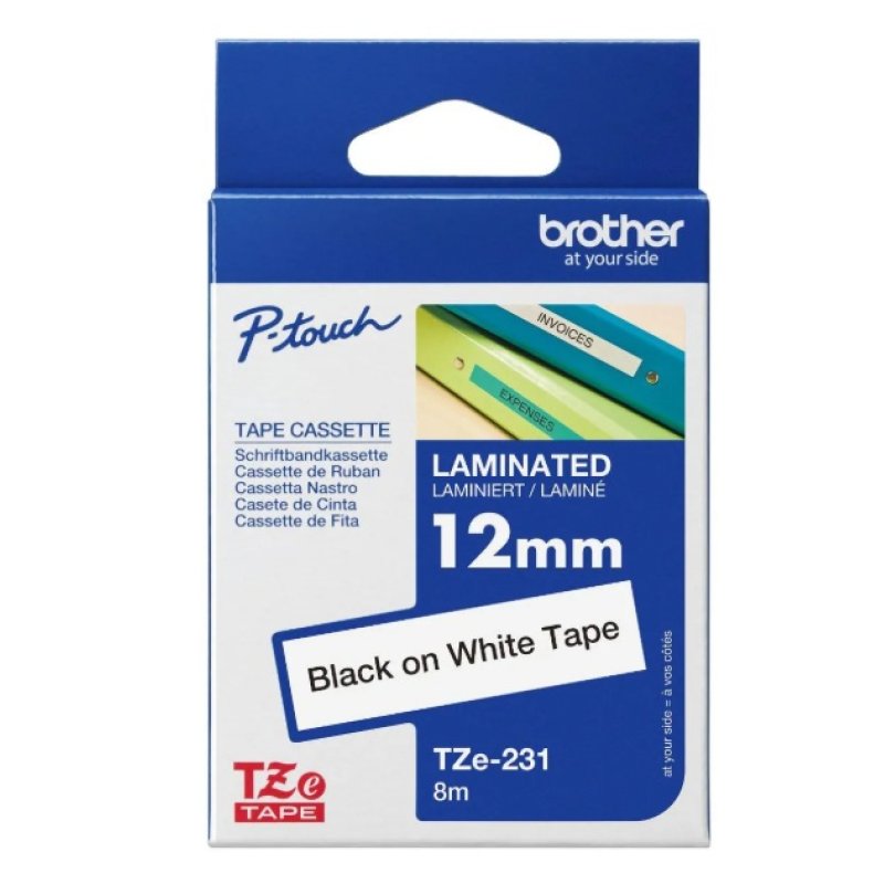 Brother TZe-231 Laminated Label Tape | Black on White | 12mm - Brother | Gold Star Kuwait - Gold Star Computer Kuwait