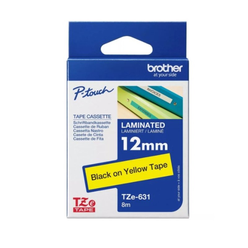 Brother TZe-631 12mm Laminated Label Tape - Black on Yellow - Brother | Gold Star Kuwait - Gold Star Computer Kuwait
