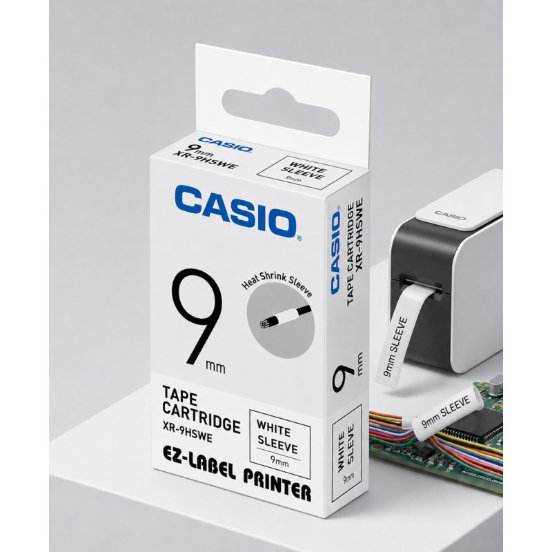 Casio Heat Shrink Tube Tape 9mm – XR-9HSWE | Gold Star Kuwait - Gold Star Computer Kuwait