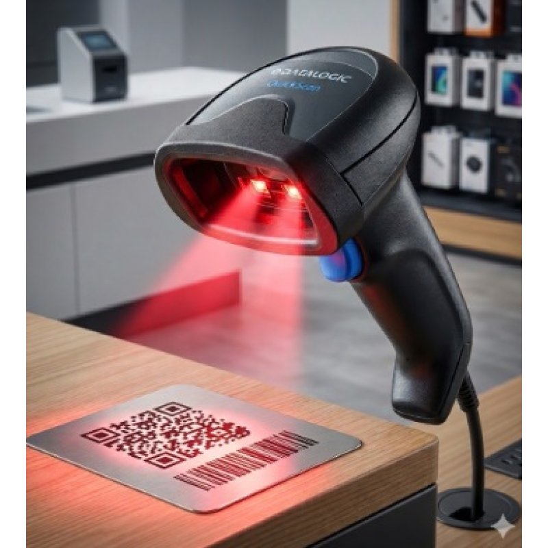 Datalogic Barcode Scanner DW2500 USB CBL Kit Stand Black - datalogic | Gold Star Kuwait - Gold Star Computer Kuwait