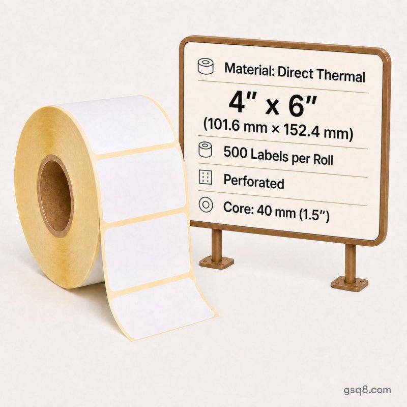 Direct Thermal labels 101.6mm x 152.4mm - Perforated | Gold Star Kuwait - Gold Star Computer Kuwait