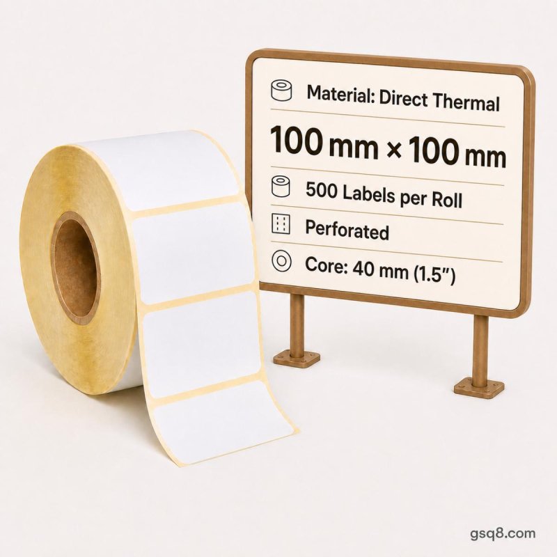 Direct Thermal labels 100mm x 100mm - Perforated | Gold Star Kuwait - Gold Star Computer Kuwait