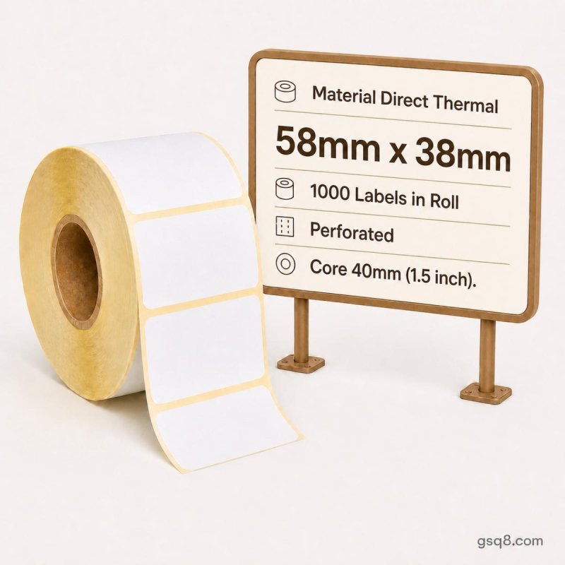 Direct Thermal labels 58mm x 38mm - Gold Star Computer Kuwait