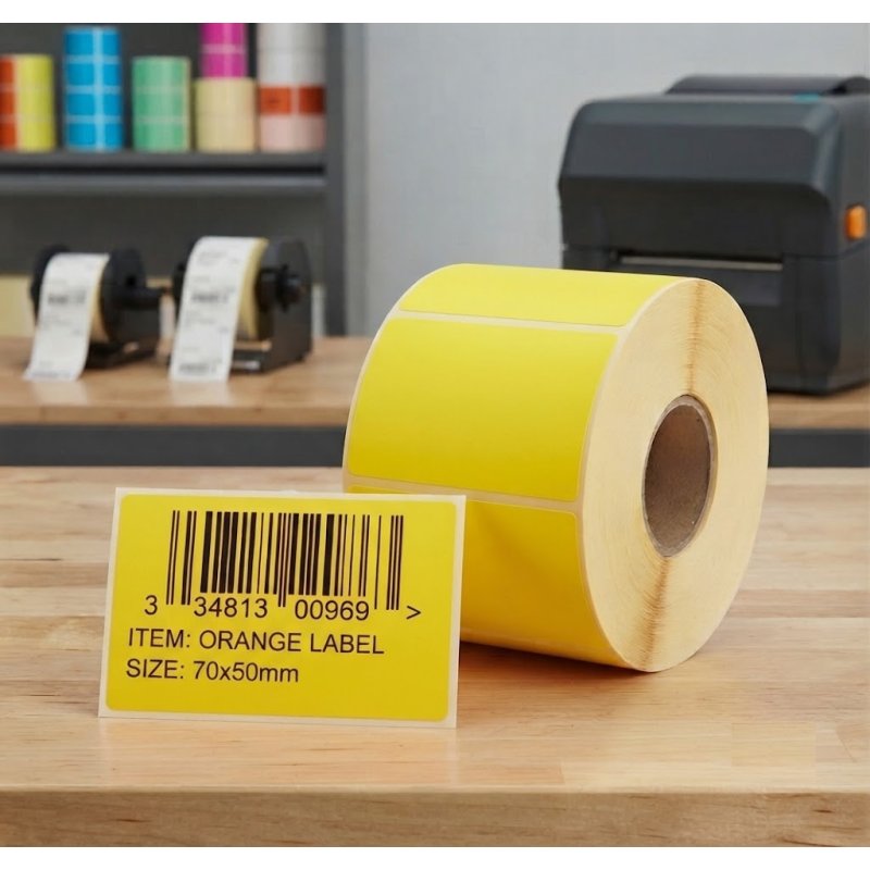Direct Thermal YELLOW 70mm x 50mm 960/roll C-40 | Gold Star Kuwait - Gold Star Computer Kuwait