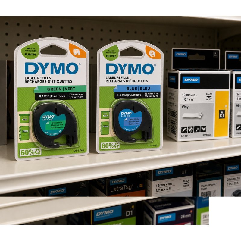 Dymo LT Label Refils Plastic Blue 12mm x 4m 1/2in x 13 ft - DYMO | Gold Star Kuwait - Gold Star Computer Kuwait