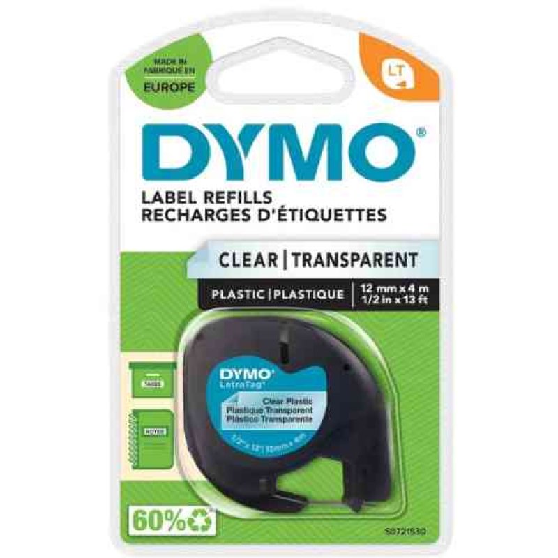 DYMO LT Transparent Label Refills 12mm x 4m 1/2in x 13 ft - DYMO | Gold Star Kuwait - Gold Star Computer Kuwait