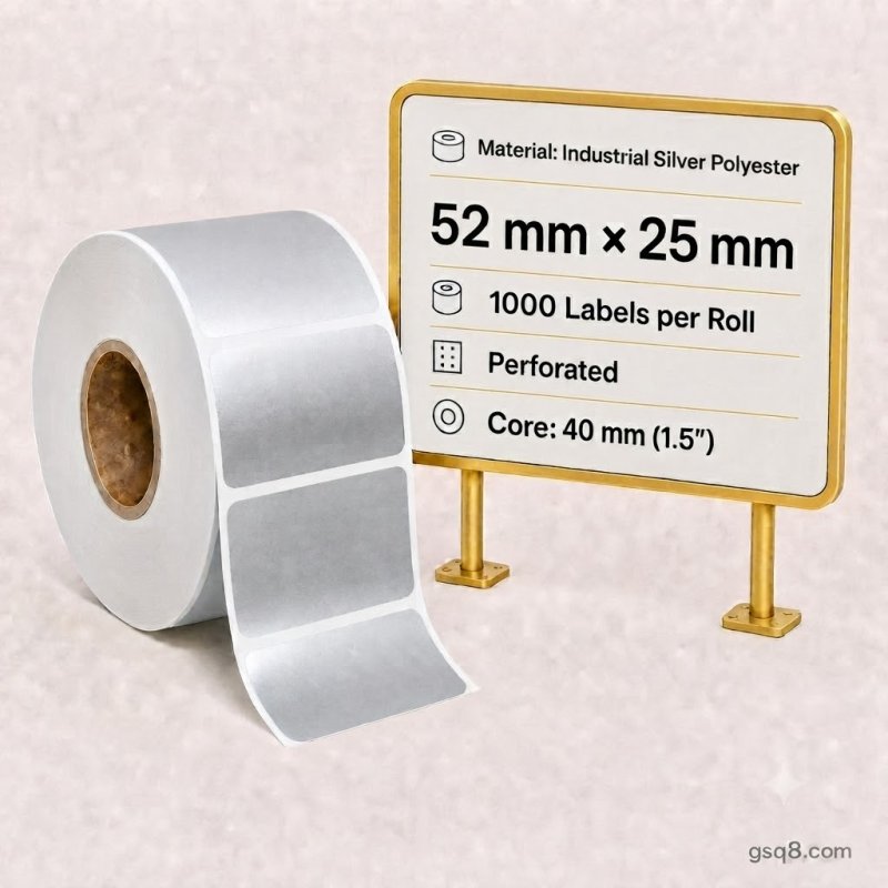 Ekonomiya 52mm x 25mm Strong Glue Heat Resistant Silver PET Labels | Gold Star Kuwait - Gold Star Computer Kuwait