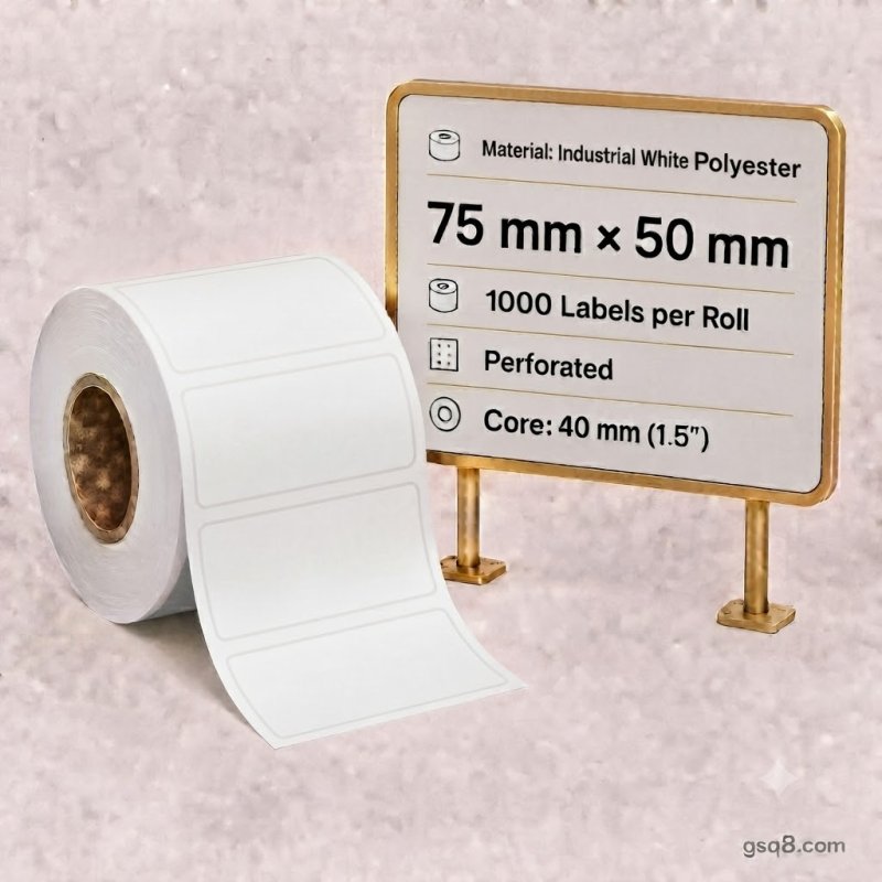 Ekonomiya 75mm x 50mm Strong Glue Heat Resistant Silver PET Labels | Gold Star Kuwait - Gold Star Computer Kuwait