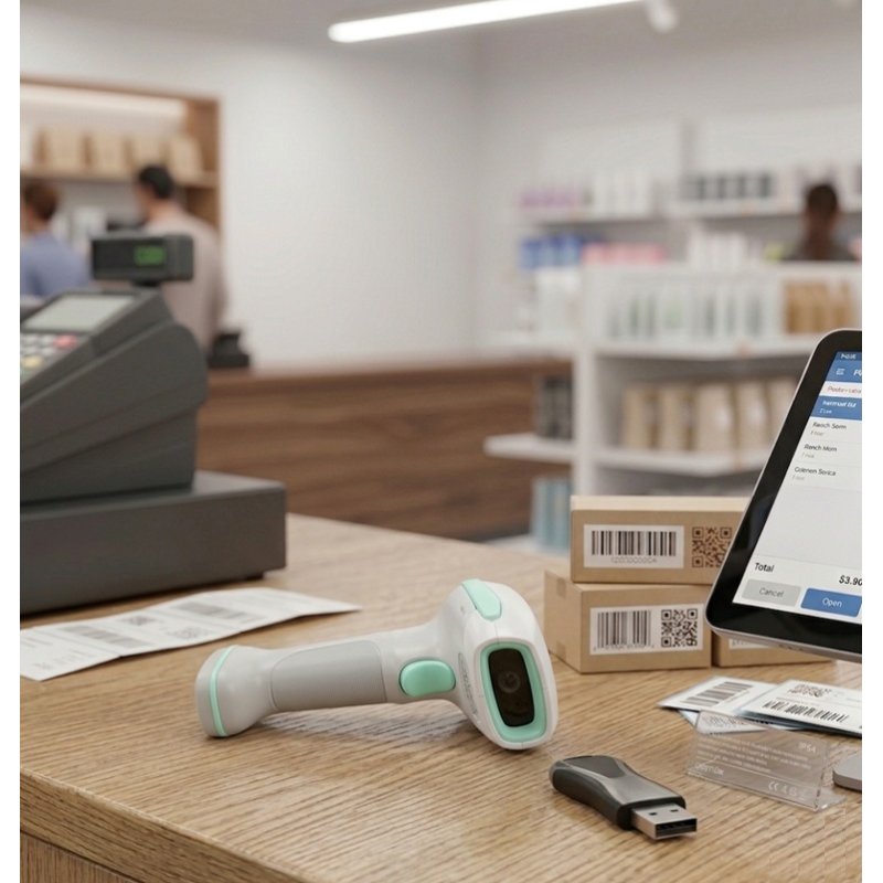 Syble 2D Barcode Scanner USB-White - Syble | Gold Star Kuwait - Gold Star Computer Kuwait