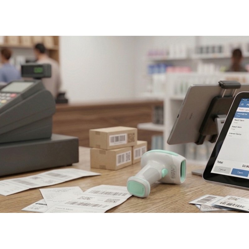Syble 2D Wireless Barcode Scanner USB/Adapter -White - syble | Gold Star Kuwait - Gold Star Computer Kuwait